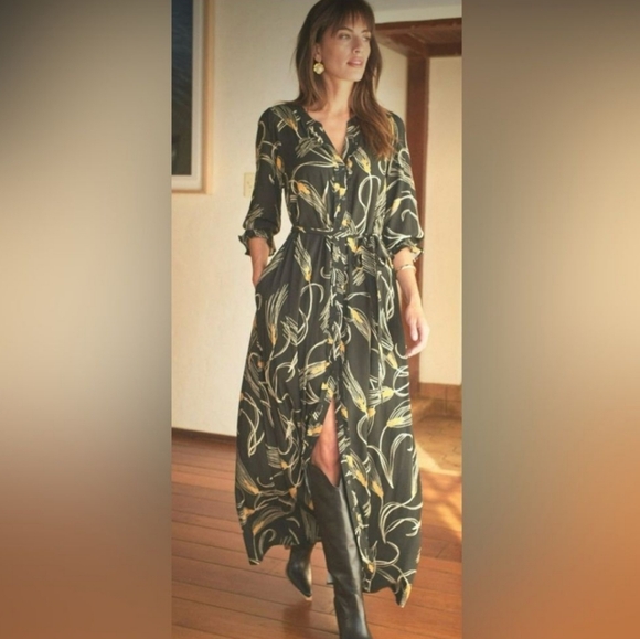 The ODELLS Sophia Maxi Dress Small Black and Tan - Picture 3 of 12